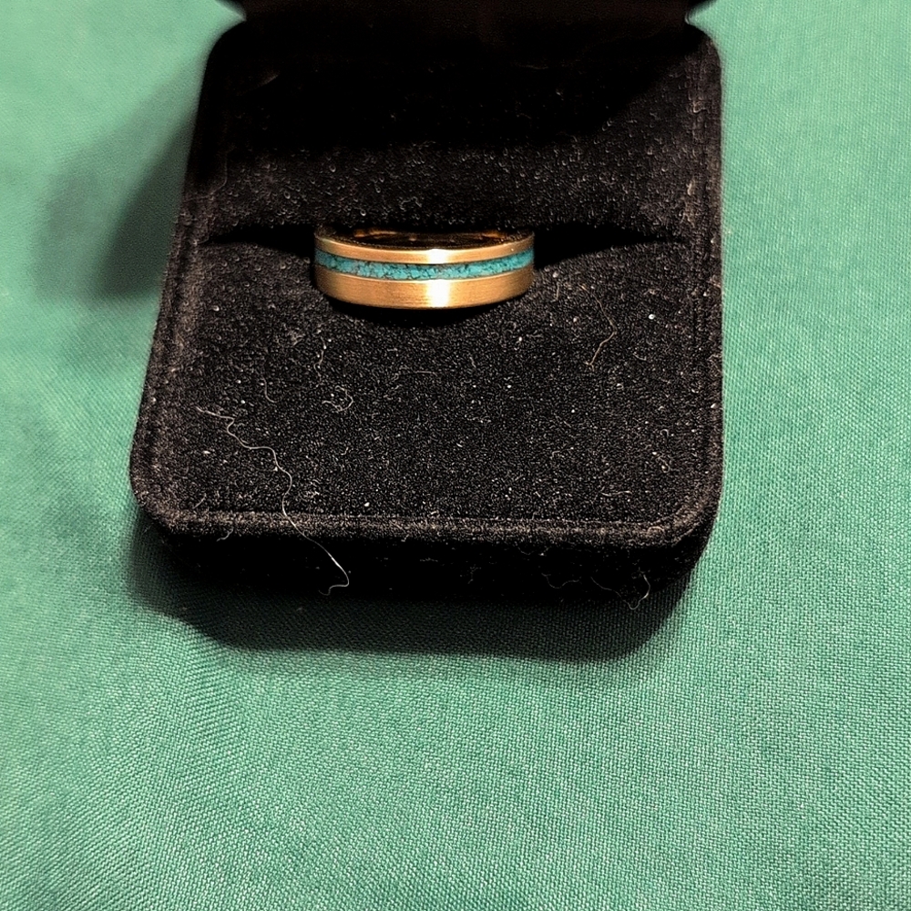 Tungsten Titans, Rose Gold and Turquoise, size 4.5 ring